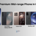 Best premium midrange phone in Kenya comparison showing Oppo Reno 15 Pro, Samsung Galaxy S25 FE, Xiaomi 15T, OnePlus 15R, and Vivo V60