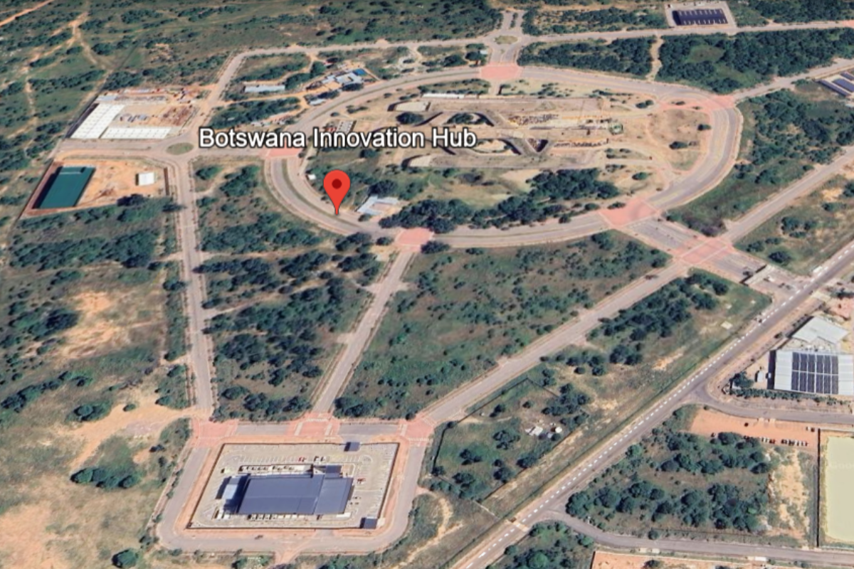 Close-up aerial view of Botswana Innovation Hub science and technology park in Gaborone Botswana