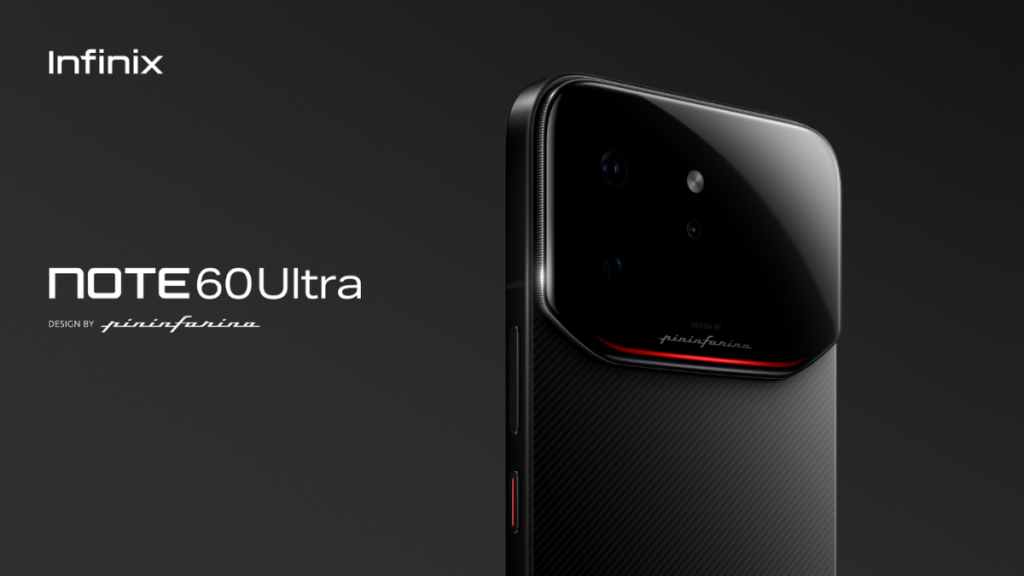 Infinix Note 60 Ultra smartphone showing rear camera design and large display