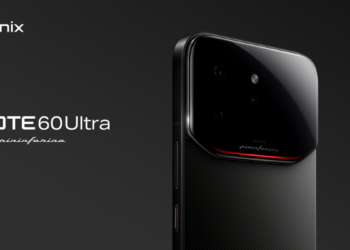 Infinix Note 60 Ultra smartphone showing rear camera design and large display
