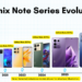 Timeline of selected Infinix Note milestone models from Note 4 Pro in 2017 to Note 60 Pro in 2026