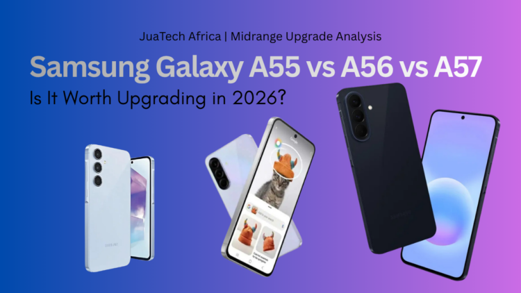 Samsung Galaxy A57 vs A56 comparison showing design and upgrade differences in 2026