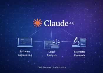 Illustration explaining Claude 4.6 AI model showing constitutional AI framework and reasoning architecture used for software engineering, legal analysis and scientific research