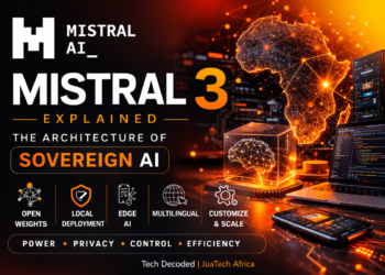 Minimalist illustration representing Mistral AI’s open-weight architecture enabling sovereign artificial intelligence, local deployment, and multilingual AI capabilities.