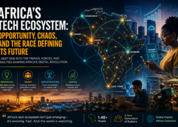 Africa tech ecosystem map showing connected startup hubs, fintech growth, and digital innovation across the continent