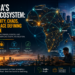 Africa tech ecosystem map showing connected startup hubs, fintech growth, and digital innovation across the continent