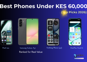 Best phones under 60000 Kenya 2026 including Samsung Galaxy A57, OnePlus Nord 6, Google Pixel 10a and Nothing Phone 4a comparison