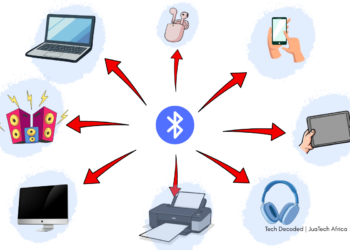 Bluetooth connection between smartphone and speaker explaining wireless audio and Bluetooth versions 4 vs 5 vs 6