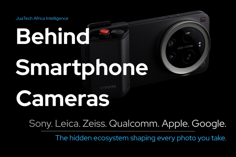 Feature image illustrating the companies behind smartphone cameras, including Sony, Leica, Zeiss, Qualcomm, Apple and Google, and their role in the mobile imaging ecosystem.