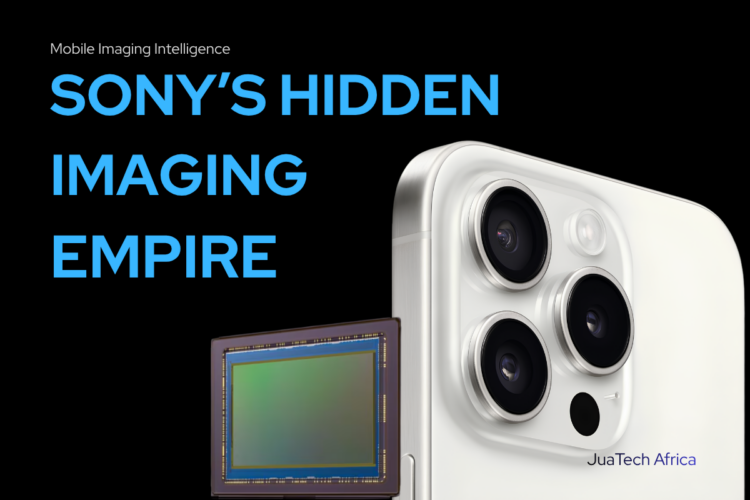 Sony image sensor alongside a flagship smartphone camera illustrating Sony's influence on the smartphone camera industry.
