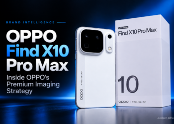 OPPO Find X10 Pro Max smartphone and packaging featured in JuaTech Africa's analysis of OPPO's premium imaging strategy.